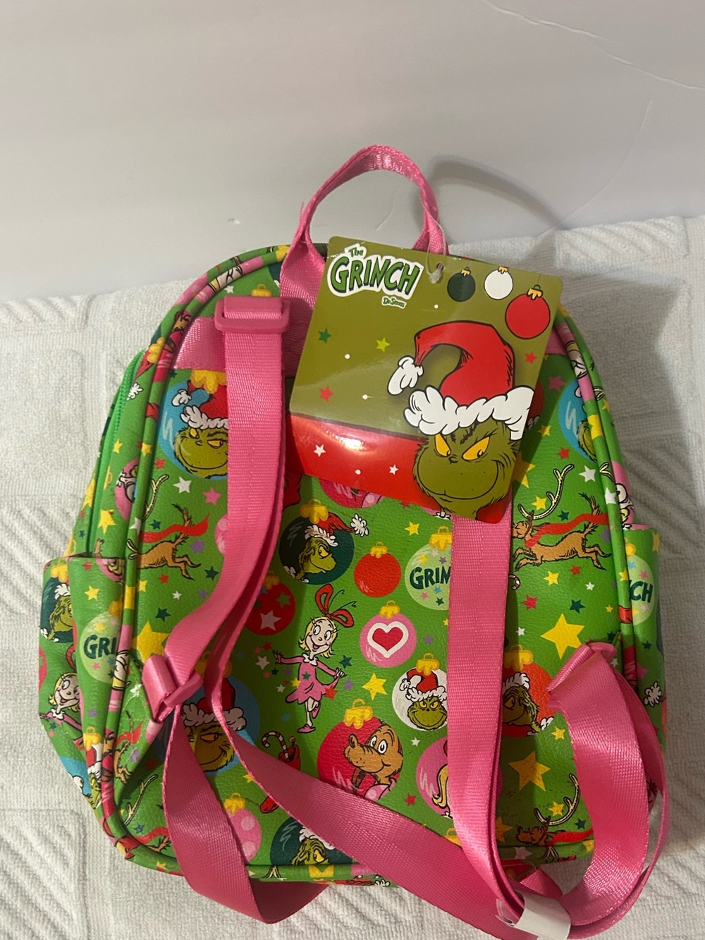 Grinch Mini Backpack - Bright Green with Festive Print - Picture 2 of 2